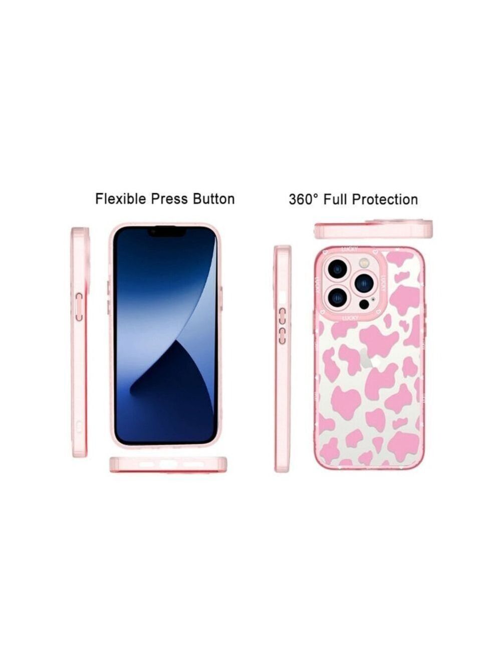 MZELQ Compatible with iPhone 14 Pro Max Case Pink Cow Print